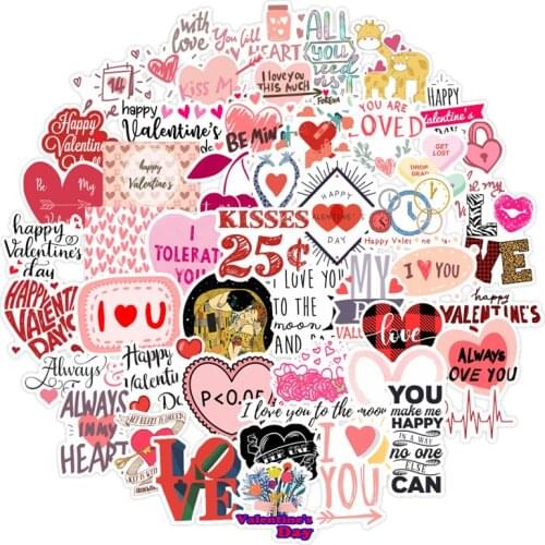 Valentines Day Cartoon Stickers LOVE For Couple For Baby Toys Laptop Luggage Phone Suitcase Guitar Fridge Car Decals Sticker F3