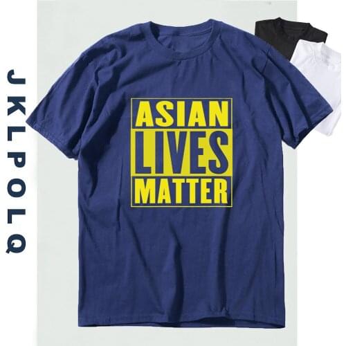 JKLPOLQ Summer Oversize Men T-Shirt Stop Asian Lives Matters Anti Asian Racism Vintage Short Sleeve Tops Tee