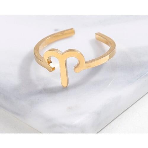 MYDIY New 12 Constellation Rings For Women Adjustable Zodiac Rings Silver Color Stainless Steel Custom Statement Jewelry Gifts