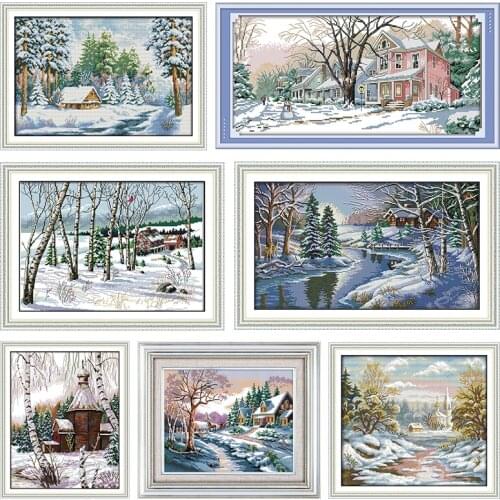 Joy Sunday Cross Stitch Embroidery Kit Print Patterns The Early Frost 11CT 14CT Needlework Decoration CountedFabric Thread Set