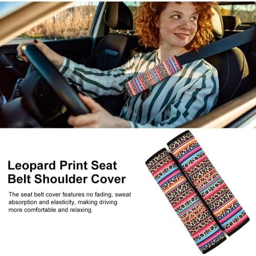 Leopard Print Seat Belt Shoulder Cover Car Universal Soft Neoprene Safety Seat Belt Cover Strap Shoulder Pads Car Accessories