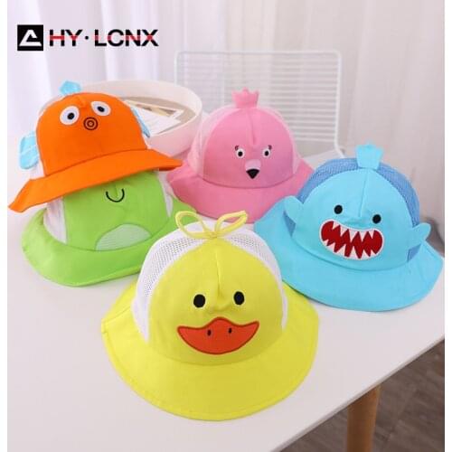 Summer New Child Cute Cartoon Frog Cotton Bucket Hat Boys Girls Outdoor Sports Leisure Breathable Net Sun Fisherman Hat