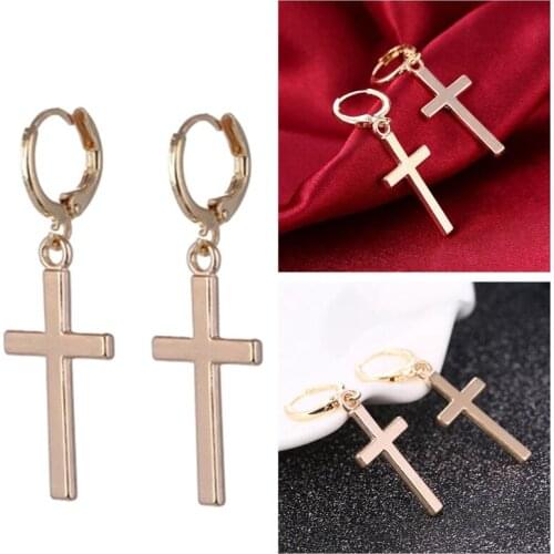 Simple Fashion Women Costume Jewelry Drop Earrings Cross Shape Vintage cute fashionable Color For Women Crosses Earring Gifts
