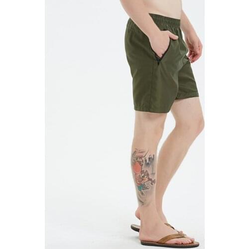 Summer Solid Color Men Shorts Quick Drying Skin-friendly Sport Elastic Pocket Drawstring Loose Beach Swim Trunks