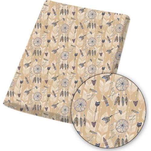 IBOWS Polyester Cotton Fabric Indian Style Feathers Camouflage Printed Cloth Sheet Patchwork Home Textile DIY Craft 45*145cm/pc