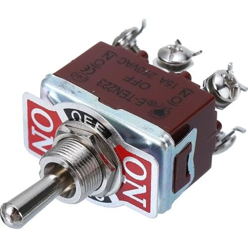 Toggle Switch With Black Waterproof Cap 6 Pin 3 Position Momentary (ON)-OFF-(ON) AC 250V 15A Electrical DPDT Switches