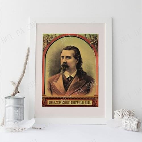 VINTAGE WESTERN PORTRAIT - Poster art, Buffalo Bill Print, Hon. W. F. Cody. Buffalo Bill, 1886