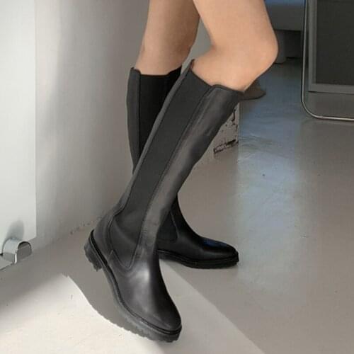 Size 33-42 WomenHigh Boots Leather Woman Long Boots Fashion Shoes Woman Warm Daily Footwear 2020 Autumn and Winter