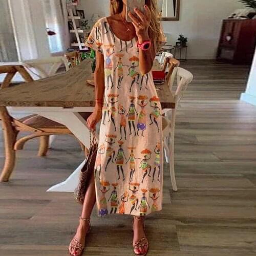 Dress for Women Plus Size Bohemian Sundress Party Dress O-Neck Harajuku Dress Fashion Print Short Sleeve Dresses Summer 2021