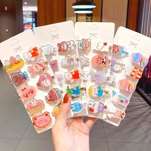 10PCS/Set New Girls Cute Cartoon Animals Drink Hairpins Kids Lovely Hair Decorate Barrettes Hair Clips Fashion Hair Accessories