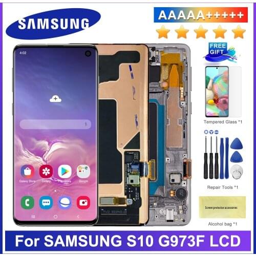 100% Original 6.1'' For SAMSUNG Galaxy S10 G973F/DS G973U G973 SM-G973 LCD Display Touch Screen Digitizer Replacement