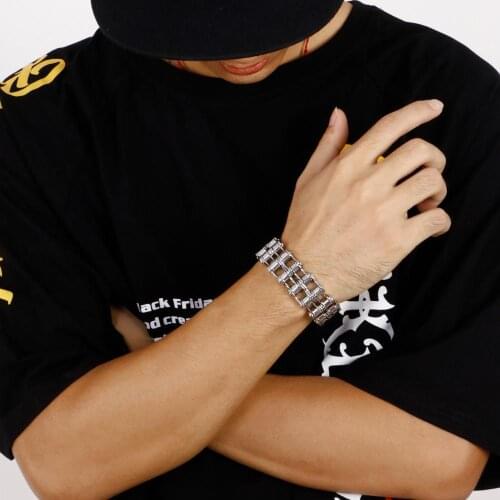 16/22/25mm Punk Rock 316L Stainless Steel Biker Mens Link Chain Motorcycle Bike Bicycle Chain Bracelets Bangles Jewelry