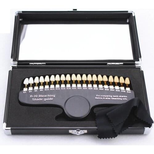 20 Colors Teeth Whitening 3D Shade Guide Color Comparator With Mirror Dentistry Cold Light Description Bleaching Dental Plate