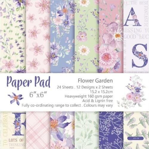 6 Inch 24 Sheets Scrapbooking Paper Flower Garden Beautiful Scrapbook Paper DIY Origami Art Craft Photo Album Background Decor