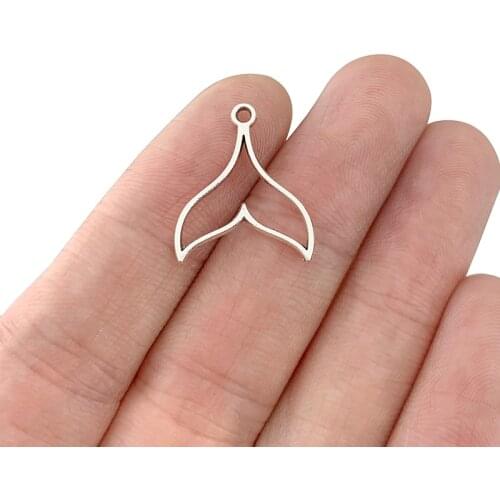 100 x Antique Silver Color Hollow Open Mermaid Tail Charms Pendants for Necklace Bracelet Jewellery Making Accessories 20x17mm
