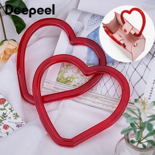 Deepeel 1/3pairs Red Heart-shaped Bags Hand Pull Resin Ring Handles Buckles DIY Purse Frame Decor Handle Bag Parts Accessories