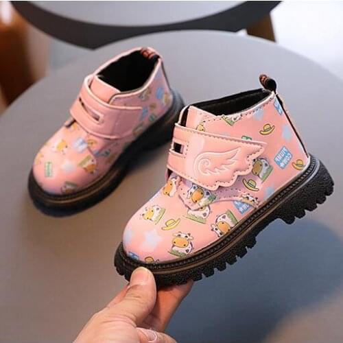 Childrens shoes leather British style Martin boots girls leather shoes short boots childrens shoes Ankel boots