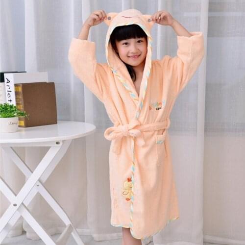 Childrens bathrobes kids cotton hooded long sleeve sleepwear girls pink robe boys robes pyjamas kids spring autumn winter