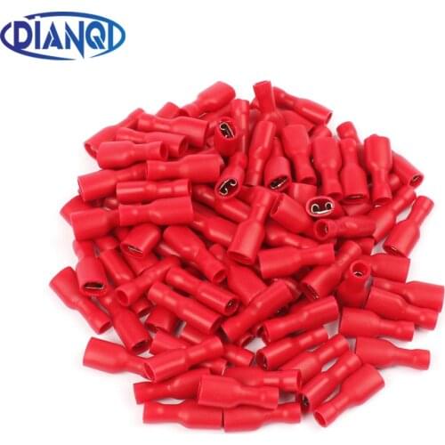 FDFD1-187 FDFD1.25-187 insulating Female Insulated Electrical Crimp Terminal Connectors 100PCS/Pack Cable Wire Connector FDFD