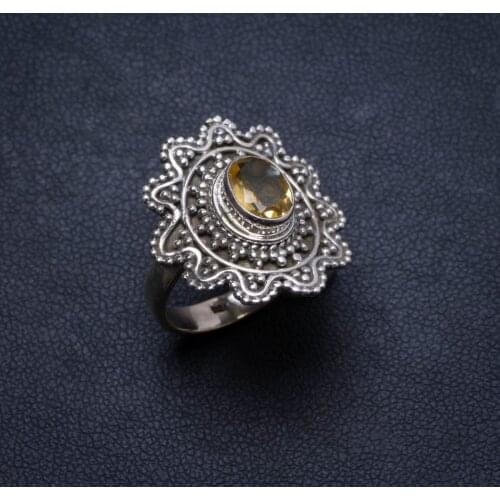 Natural Citrine Handmade Unique 925 Sterling Silver Ring, US size 6 X2509