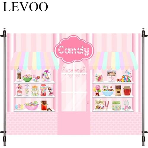LEVOO Photographic Background Candy House Ice Cream Child Pink Summer Photocall Photobooth Studio Photography Backdrop