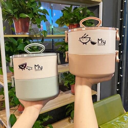 Stainless Steel Instant Noodle Bowl Portable Insulated Lunch Box 2021 Creative Bento Box Student Office Worker Lunchbox Size