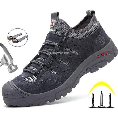 Mens Boots Steel Toe Safety Shoes Work Boots Breathable Working Shoes Men Safety Boots Puncture-Proof Work Shoes Sneakers Man