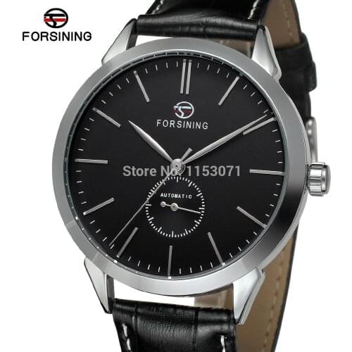 FSG8083M3S4 Forsining brand Automatic luxury mens watch with black color dial leather strap for free shipping fast shipping