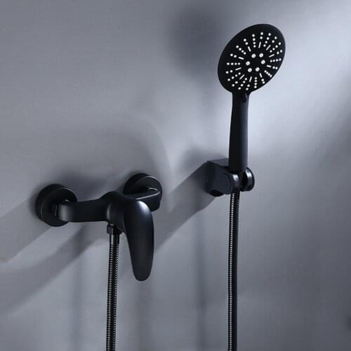 Shower Set Wall Mounted Shower Head Faucet Bath Mixer Tap Hot Cold Water Black Color Bathroom accessories