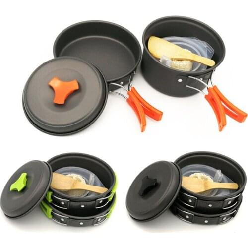 Portable Foldable Cookware Set Outdoor Cooking Pan and Pot Aluminum Alloy Camping Hiking Picnic Tableware Barbecue Pots Utensils