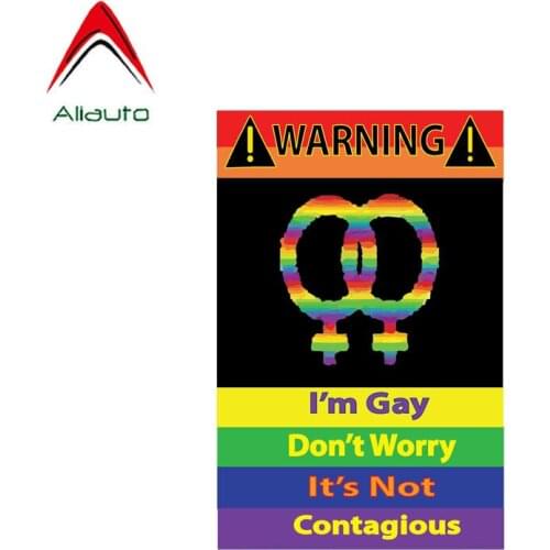 Aliauto Funny Car Sticker I'm Gay Don't Worry Its Not Contagious PVC Decal Cover Scratches for Vw Kia Mazda Subaru,14cm*9cm