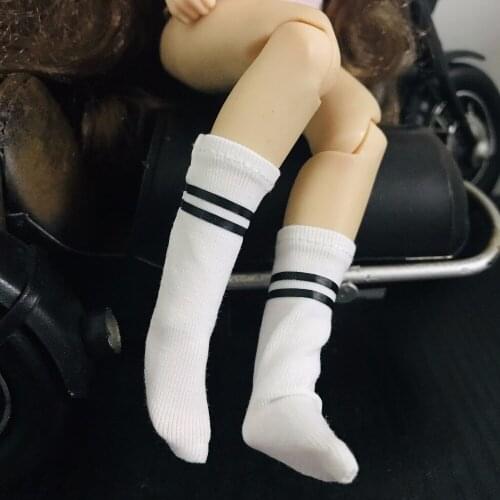 New 1Pair Preppy Style Socks Black Stripe White Socks for blyth licca 1/6 bjd dolls accessories clothes for dolls
