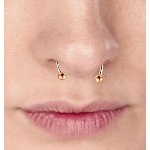 Nose Ring Reusable Non Piercing Alloy Fake Magnetic Horseshoe Nose Ring for Party