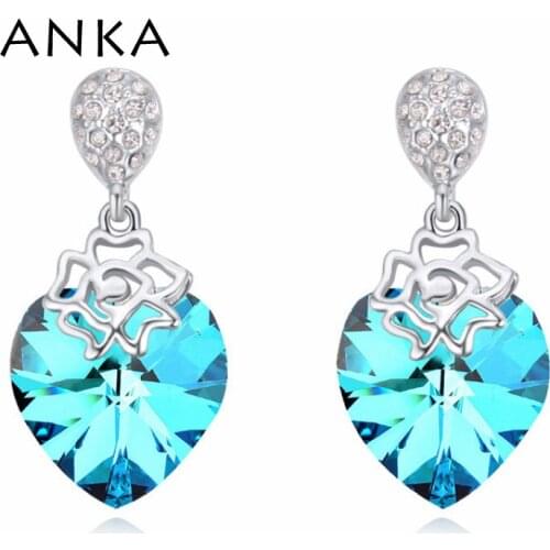 New Ethnic Heart Earring Crystals from Austrian Rhodium Plated Piercing Earrings Jewelry #118238