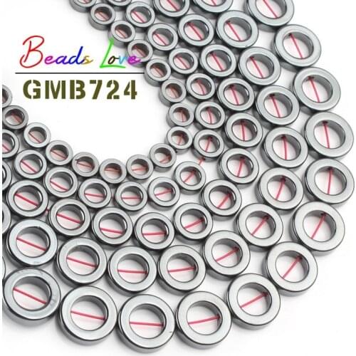 Wholesale Black Hematite Hollow Circle shape Natural Stone spacer Loose beads For Jewelry making Bracelet Handmade DIY Findings