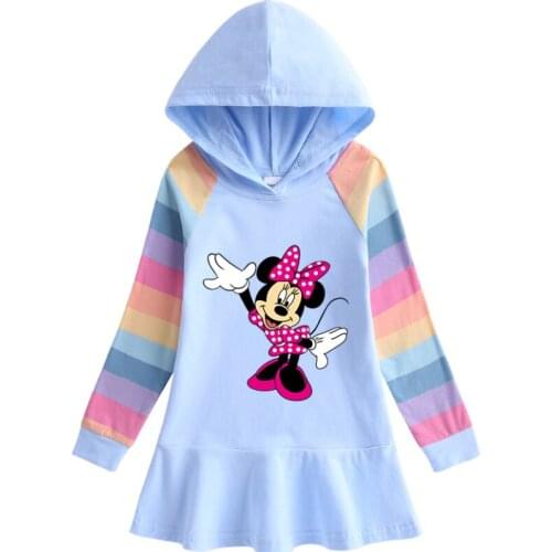 Disney Mickey Minnie Autumn Girls Hoodies Children Christmas Dress Long Sleeve Coat Baby Costume Party Sweatshirts Clothing
