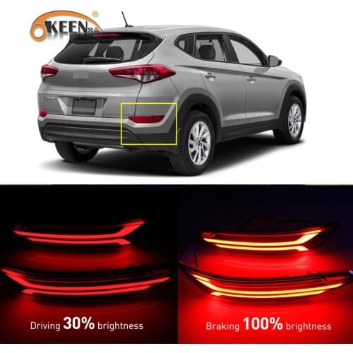 2pcs For Hyundai Tucson 2015 2016 2017 2018 2019 2020 Car Led Rear Bumper Reflector Braking Tailight with Turn Signal Driving