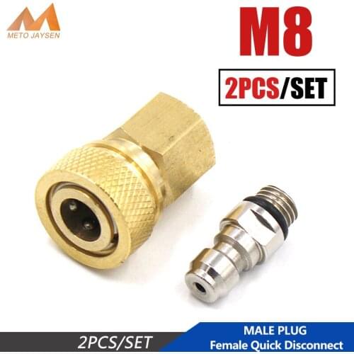 PCP Paintball Pneumatic Coupler 8mm M8x1 Male Plug Stainless Steel with M10x1 Thickened Quick Disconnect Fitting 2pcs/set