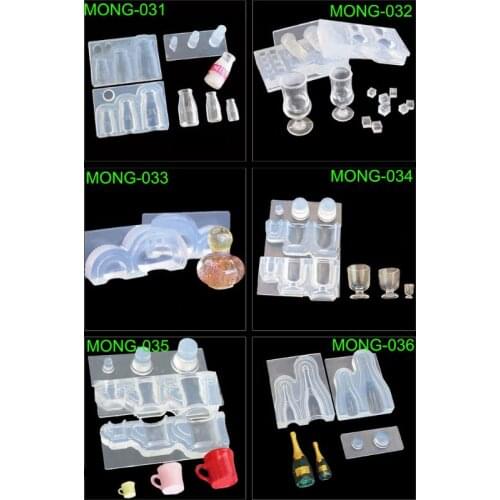 6Styles Real Mini Milk Bottle Drink Perfume Bottles Goblet Cup Silicone Mold Epoxy Resin Pendant Molds Jewelry Making Tools