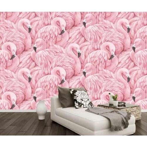 Custom mural wallpaper 3D Nordic flamingo bedroom living room background wall
