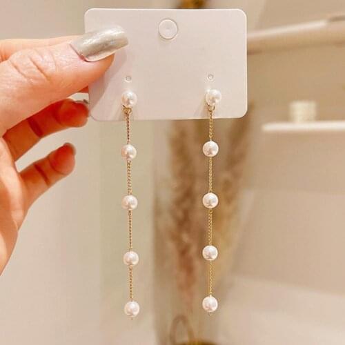 Portable 1 Pair Stylish Stylish Imitation Pearl Tassel Earrings Accessories Female Earrings Trendy for Holiday