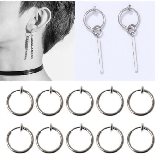 10Pcs Sliver No Ear-hole DIY Clip On Circle Hoop Earrings For Jewelry Making