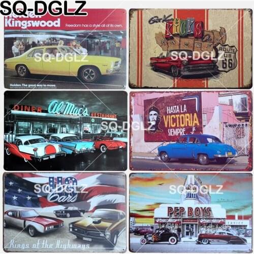 [SQ-DGLZ] New Diner & Restaurant Tin Sign US Car Metal Crafts MOTEL Painting Plaques Art Poster