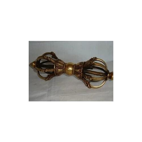 A pure brass Vajra pestle JiangMo Buddhist supplies copper Tantric ritualroomcraft Art Statue Home decoration