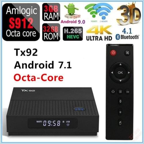 Tanix TX92 TV Box Amlogic S912 Octa-core Android 7.1 set top Box DDR3 BT4.1 Set Top Box 3G+32G 2.4G/5G Wifi Media Player PK X96