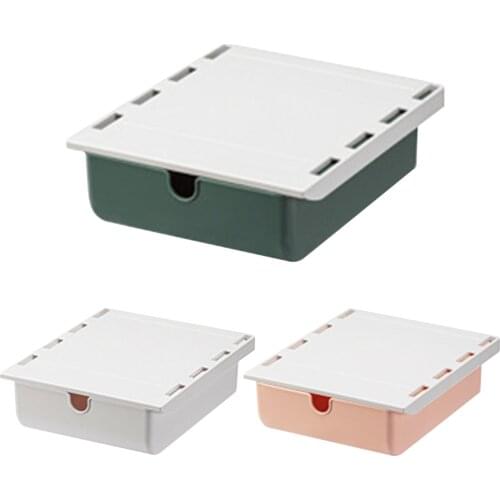 Under The Desk Drawer Storage Box Invisible Desk Dormitory Square Stationery Cosmetics Pen Finishing Box