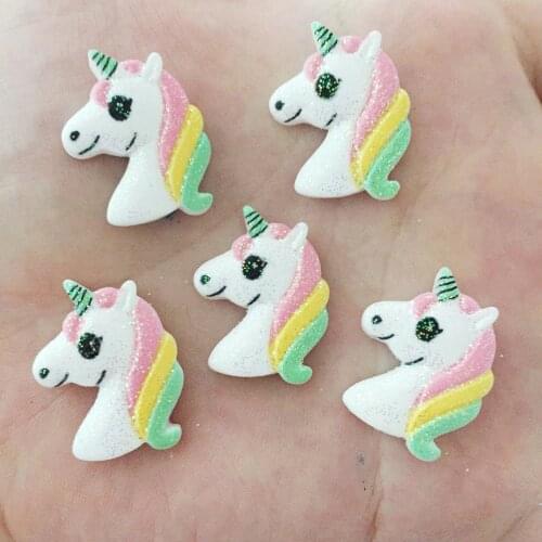 10pcs 22mm Resin Hand-painted Flicker Unicorn Flatback Stone Child Scrapbooks Wedding F348