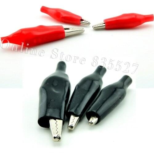 100PCS/LOT (Red and black each 50PCS) Medium alligator clip sheath jacket clamp power clamp test clamp alligator clip Crocodile