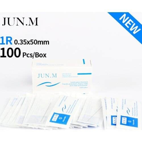 100PCS Disposable Sterilized Professional Tattoo Needles 1RL For Tattoo Eyebrow Pen Machine Permanent Makeup Kit PMU needles 1R
