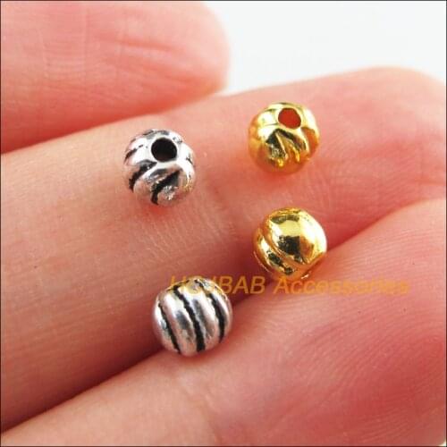100Pcs Retro Tibetan Silver Tone Gold Color Pumpkin Flower Spacer Beads Charms 4.5mm